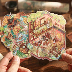 Decoration stickers, Chinese style scenes, funny garbage magazine stickers