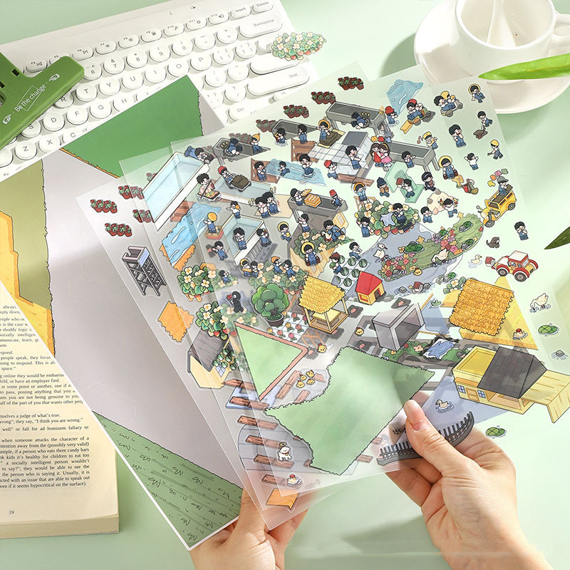 Osaka-Inspired 3D Diorama Stickers,DIY Miniature Scene Immersive Stickers