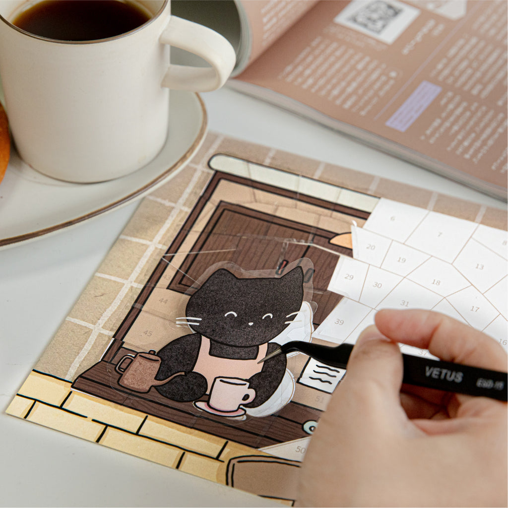 Little Black Cat Series - Cute Style Handwriting Journal DIY Scene Stickers