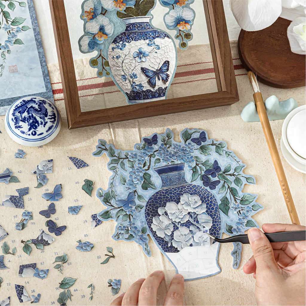 Chinese-style jigsaw puzzle landscape sticker - Creative miniature scene notebook sticker materials