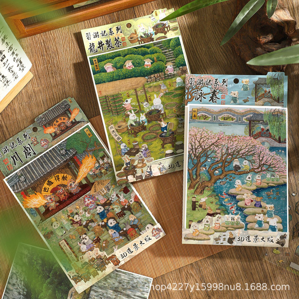 Xinyuyan "Xiyou" Series Landscape-Making Stickers: 3D Stereo Hut Scenes, Stress-Relief DIY Creative Decorations