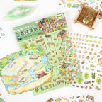 Serie Jing Qimeng: pegatinas de paisajes de gran tamaño, pegatinas creativas 3D con escenas DIY para scrapbooking.