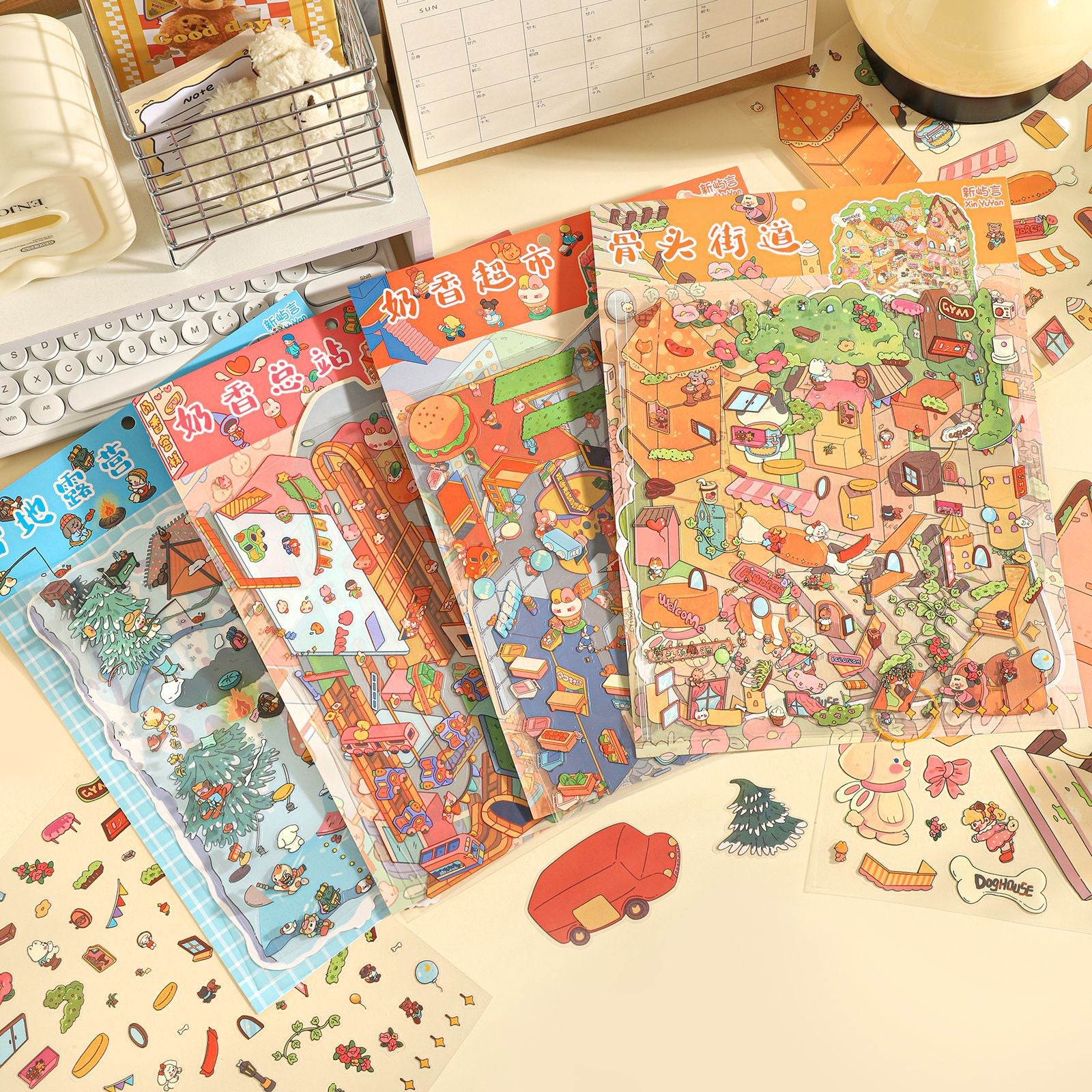 3D Miniature Milk Town Diorama Stickers – Scrapbook, Handmade Stress-Relief Decor Stickers