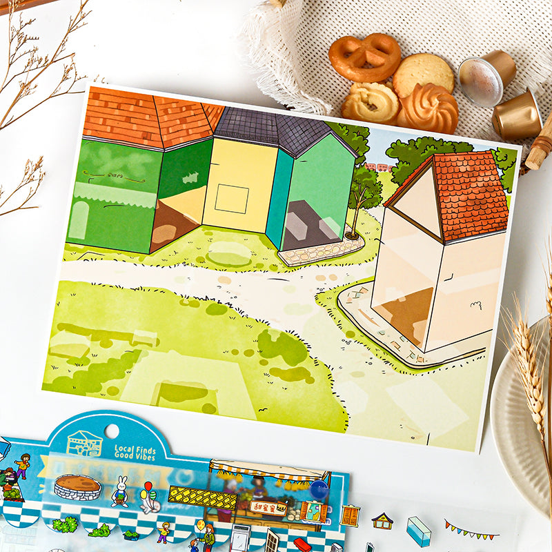 3D miniature landscape stickers for DIY scene notebook, brain-teasing and fun collage toys