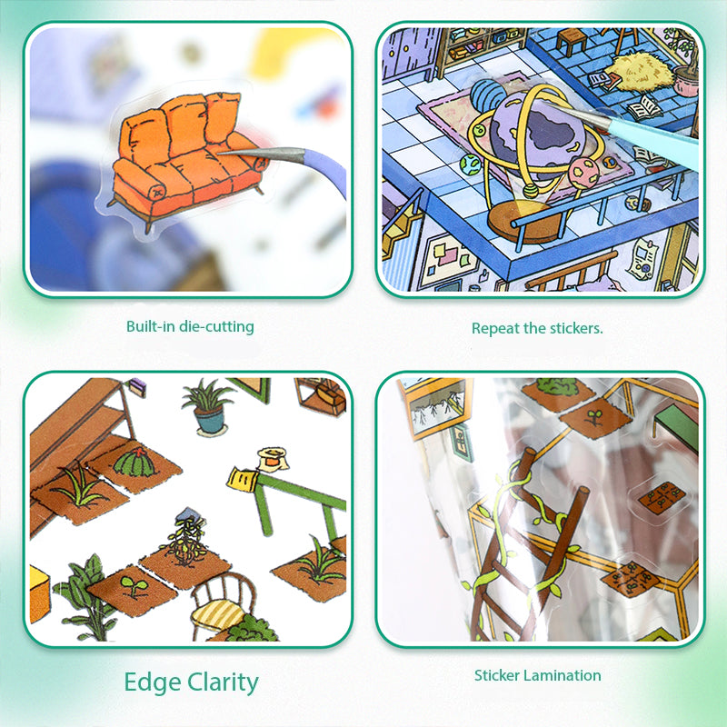 Fantasy Landscape Stickers, 3D Miniature Scene Collage Journal Stickers