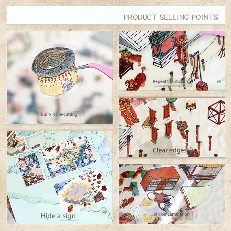 Intangible Cultural Heritage (ICH) Themed Landscape Stickers – DIY Creative Collage for Miniature ICH Worlds