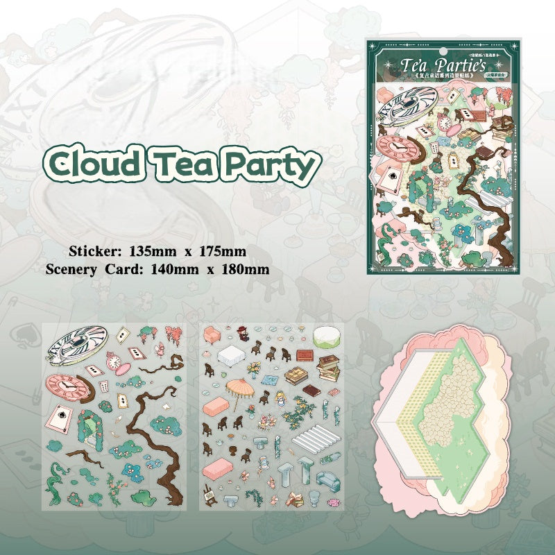 Miniature landscape stickers - Retro fairy tale cartoon 3D small house DIY notebook scene stickers