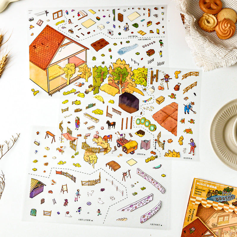 3D miniature landscape stickers for DIY scene notebook, brain-teasing and fun collage toys