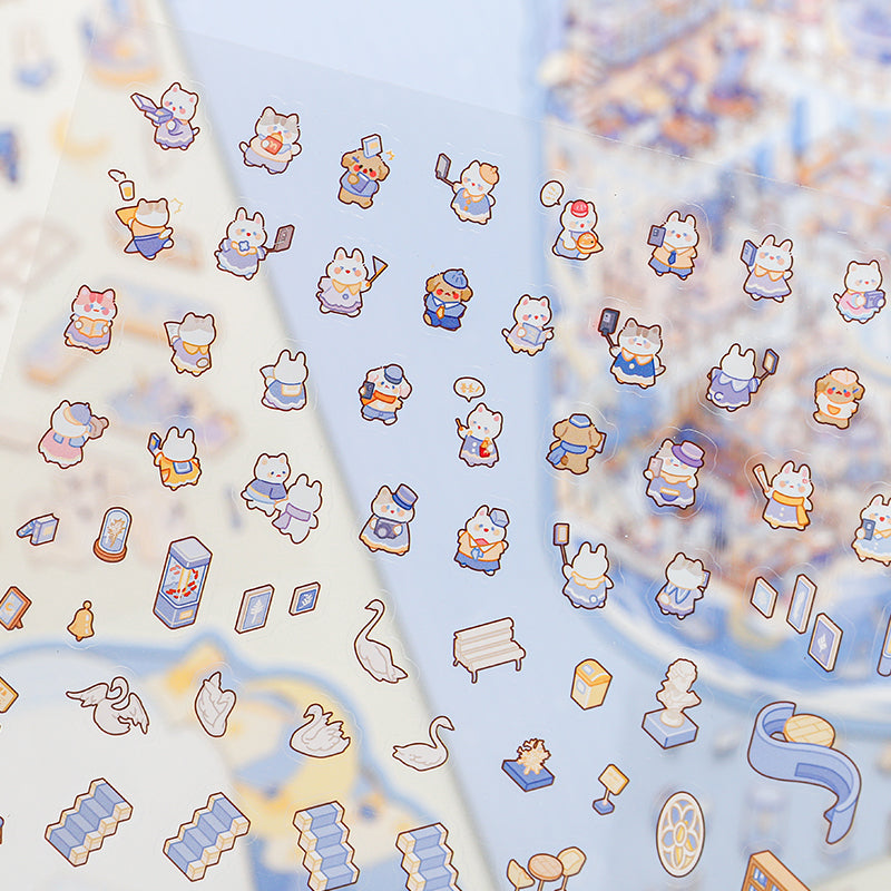 Paper Trail Zoo Kitten Whiskers Leisure Day Series Scenery-Making Stickers, 3D Stereo Cottage Fun Collage