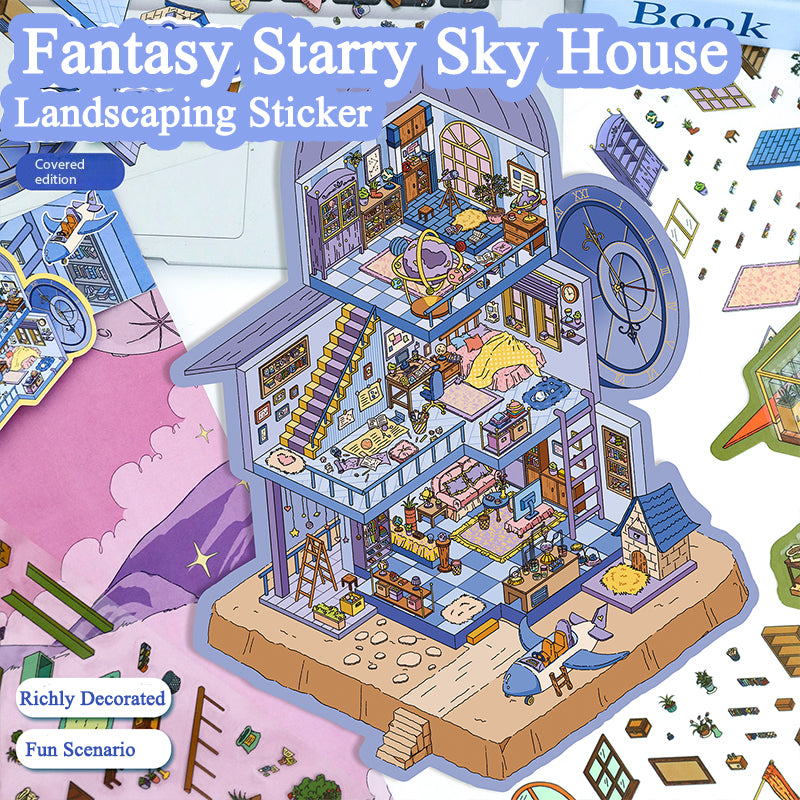 Fantasy Landscape Stickers, 3D Miniature Scene Collage Journal Stickers
