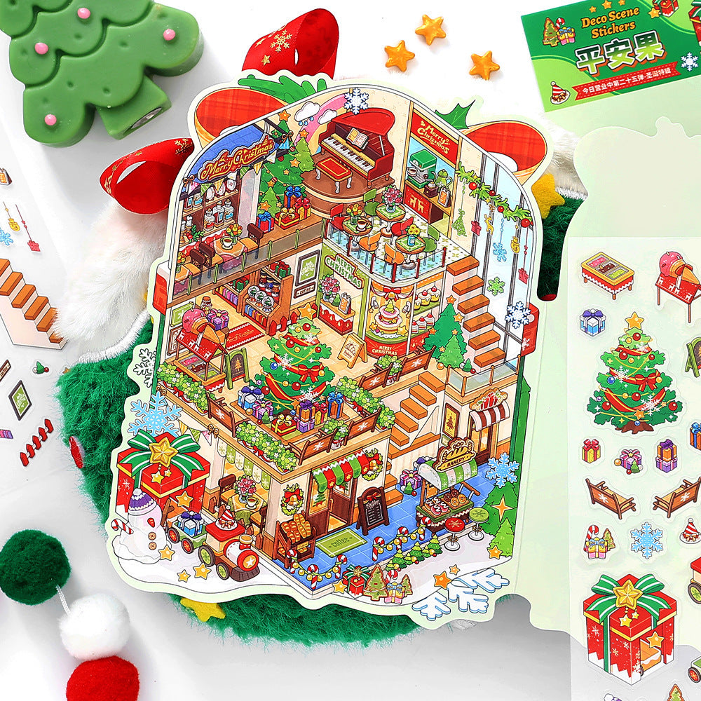 Infeel.Me Miniature 3D Scene Stickers, Christmas-themed Stress-relief Stickers
