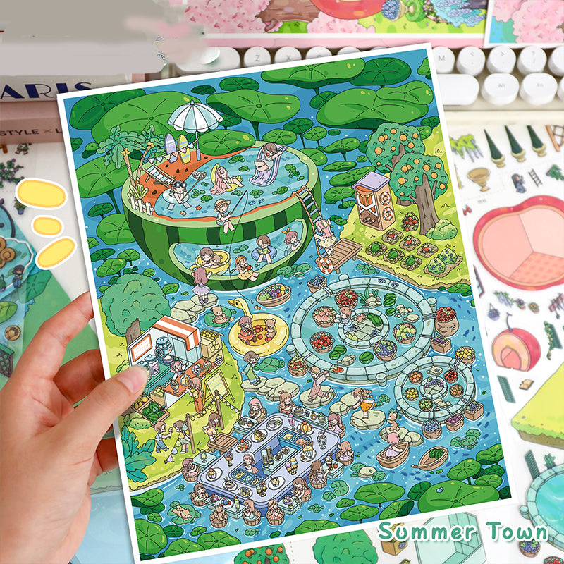 3D Spring-Themed Scene Stickers: Miniature World Hand-Collage Decorations, Fun DIY Stickers