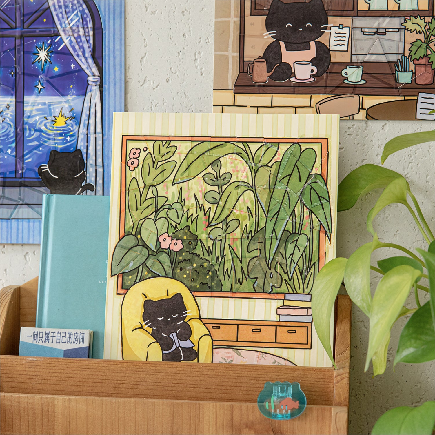 Little Black Cat Series - Cute Style Handwriting Journal DIY Scene Stickers