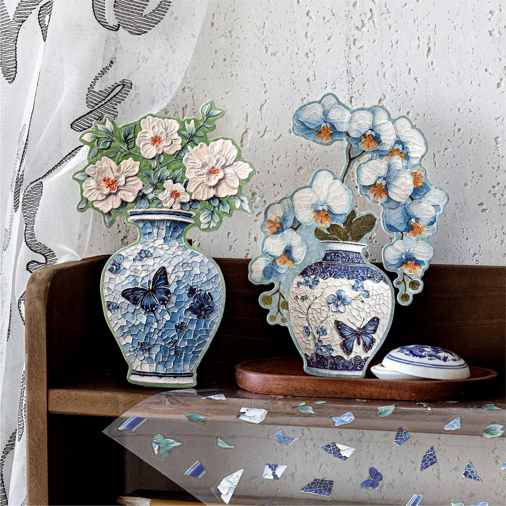 Chinese-style jigsaw puzzle landscape sticker - Creative miniature scene notebook sticker materials