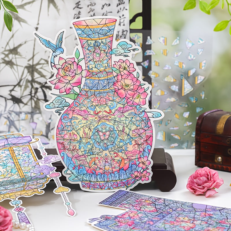 Chinese Style Creative Puzzle Sticker Set, DIY Creative and Fun Puzzle Landscape Stickers