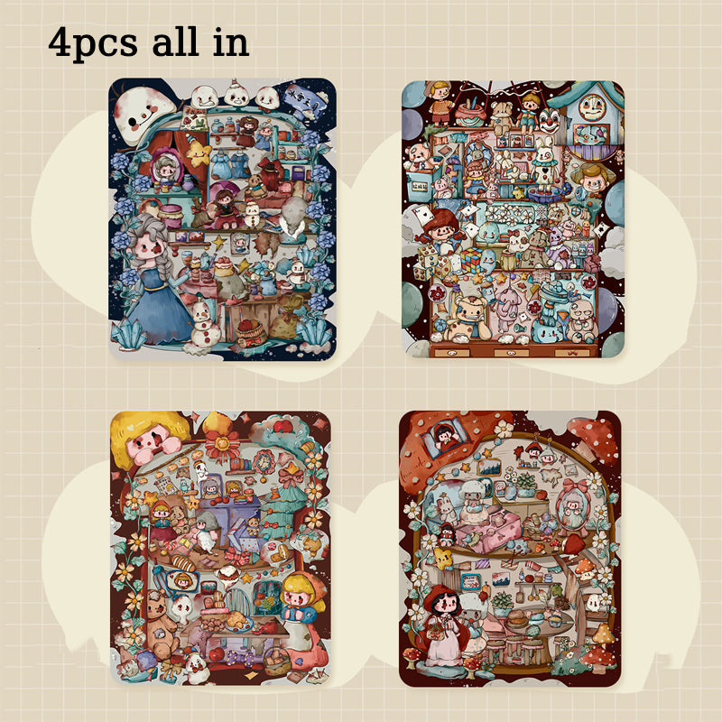 Fairy Tale Style Cartoon Character Collage Materials - DIY Creative Scene Stickers for Scrapbook Decoration