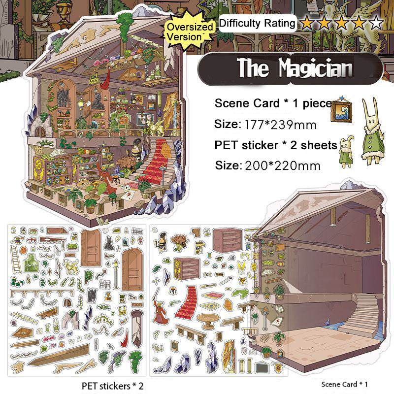 Infeel.Me 2.5D Miniature Landscape-Making Stickers,Fantasy-style large-size scene decorative stickers
