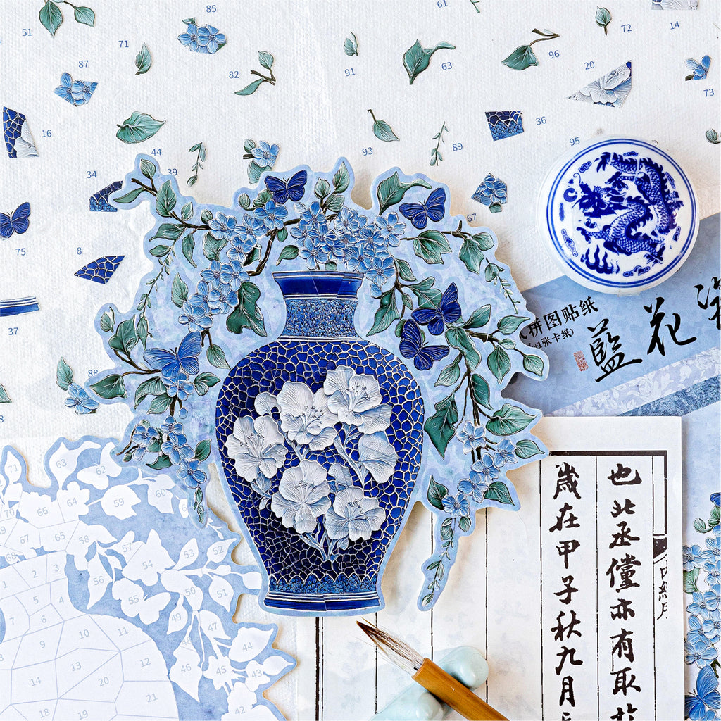 Chinese-style jigsaw puzzle landscape sticker - Creative miniature scene notebook sticker materials
