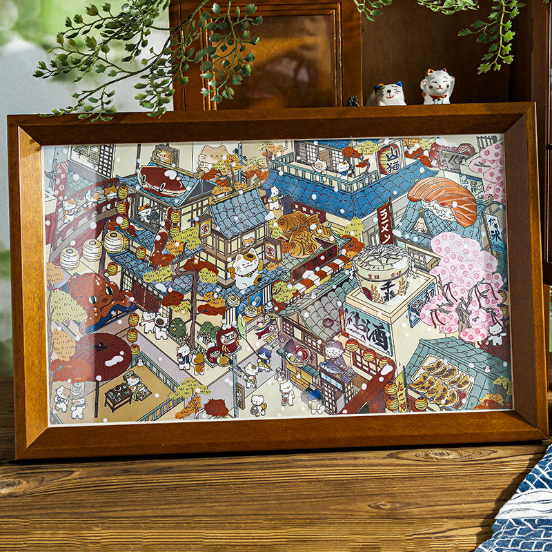 Landscaping stickers - Cartoon-themed fun journal decoration scene stickers