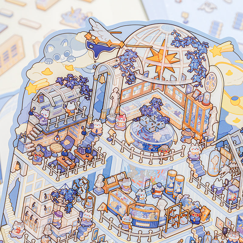 Paper Trail Zoo Kitten Whiskers Leisure Day Series Scenery-Making Stickers, 3D Stereo Cottage Fun Collage