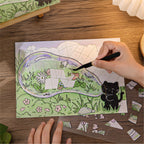 Little Black Cat Series - Cute Style Handwriting Journal DIY Scene Stickers