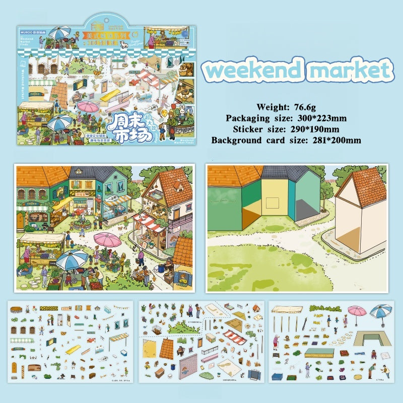 3D miniature landscape stickers for DIY scene notebook, brain-teasing and fun collage toys