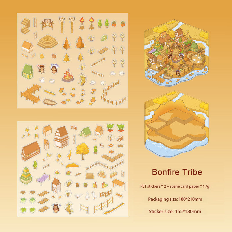Murang 3D Landscape-Making Stickers, "Finding Legends" DIY 3D Hut Stickers