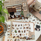 Little Black Cat Series - Cute Style Handwriting Journal DIY Scene Stickers