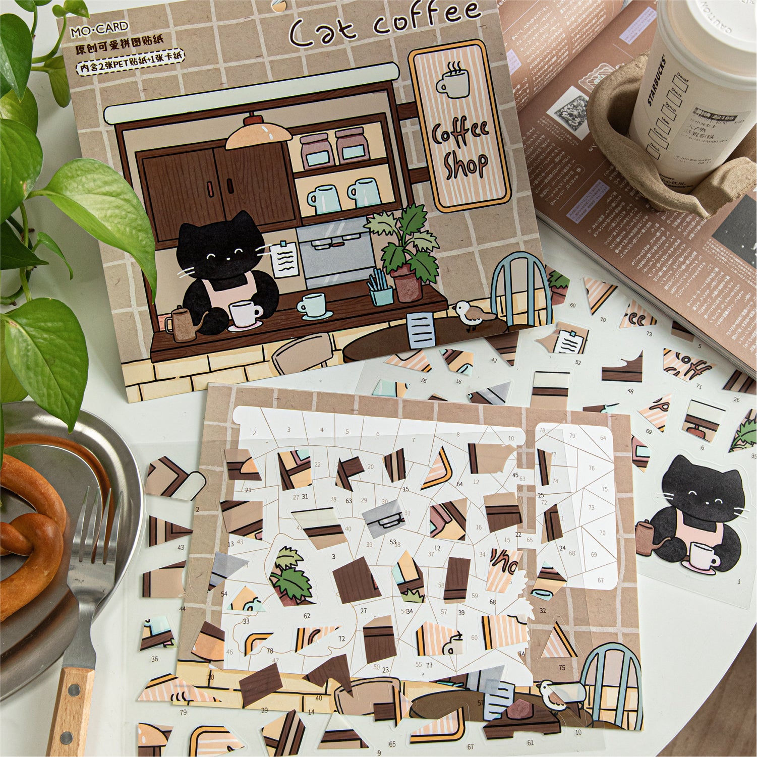Little Black Cat Series - Cute Style Handwriting Journal DIY Scene Stickers