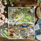 Landscaping stickers - Cartoon-themed fun journal decoration scene stickers