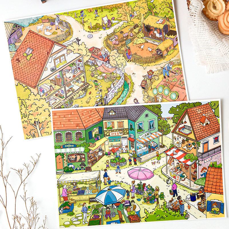 3D miniature landscape stickers for DIY scene notebook, brain-teasing and fun collage toys