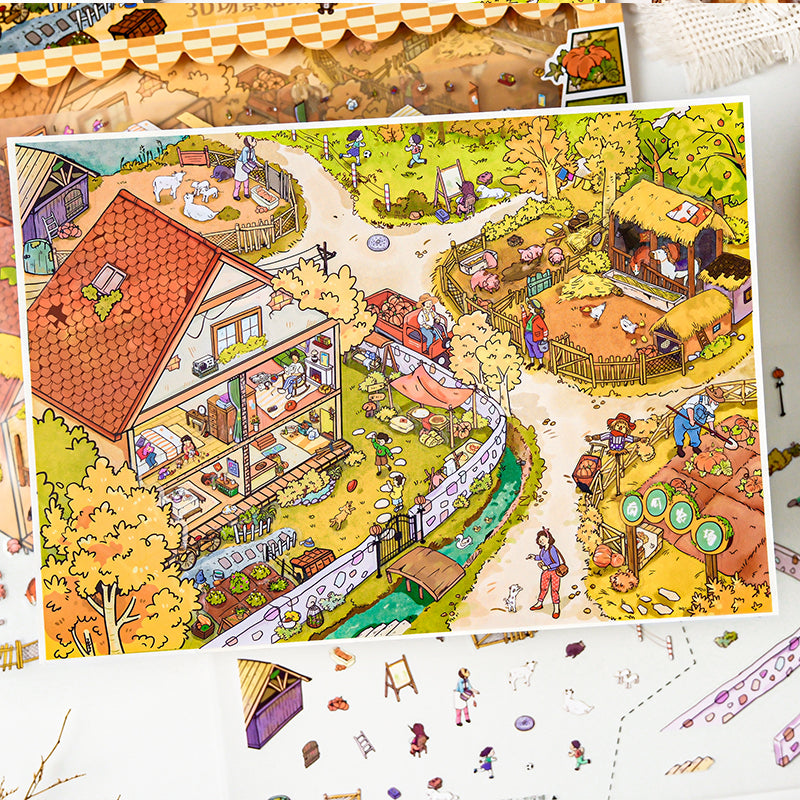 3D miniature landscape stickers for DIY scene notebook, brain-teasing and fun collage toys