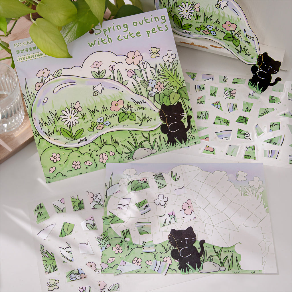 Little Black Cat Series - Cute Style Handwriting Journal DIY Scene Stickers