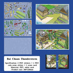 Landscaping stickers - Cartoon-themed fun journal decoration scene stickers