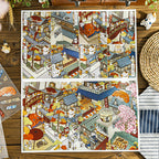 Landscaping stickers - Cartoon-themed fun journal decoration scene stickers