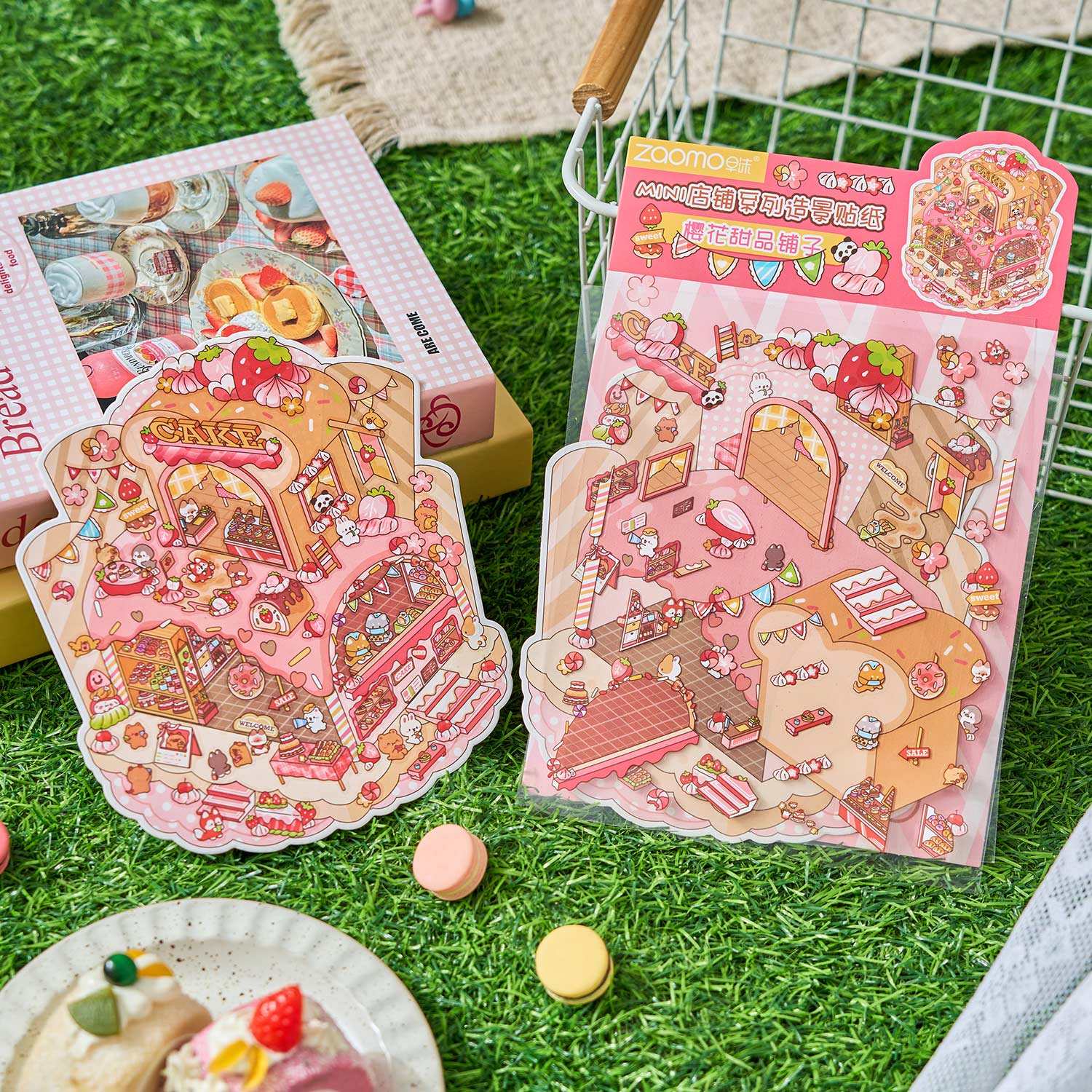 Pegatinas de dioramas de comida callejera, pegatinas de cuentas, pegatinas antiestrés hechas a mano, escenas en miniatura 3D