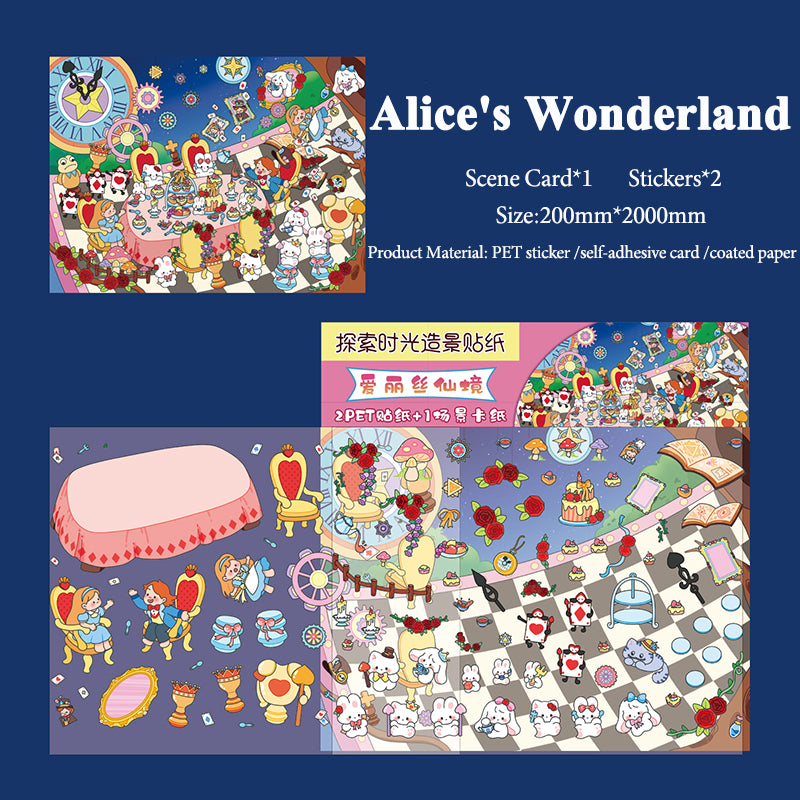 Pegatinas para crear escenas de exploración del tiempo, materiales para decorar diarios, cuentos de hadas de ensueño, manualidades creativas