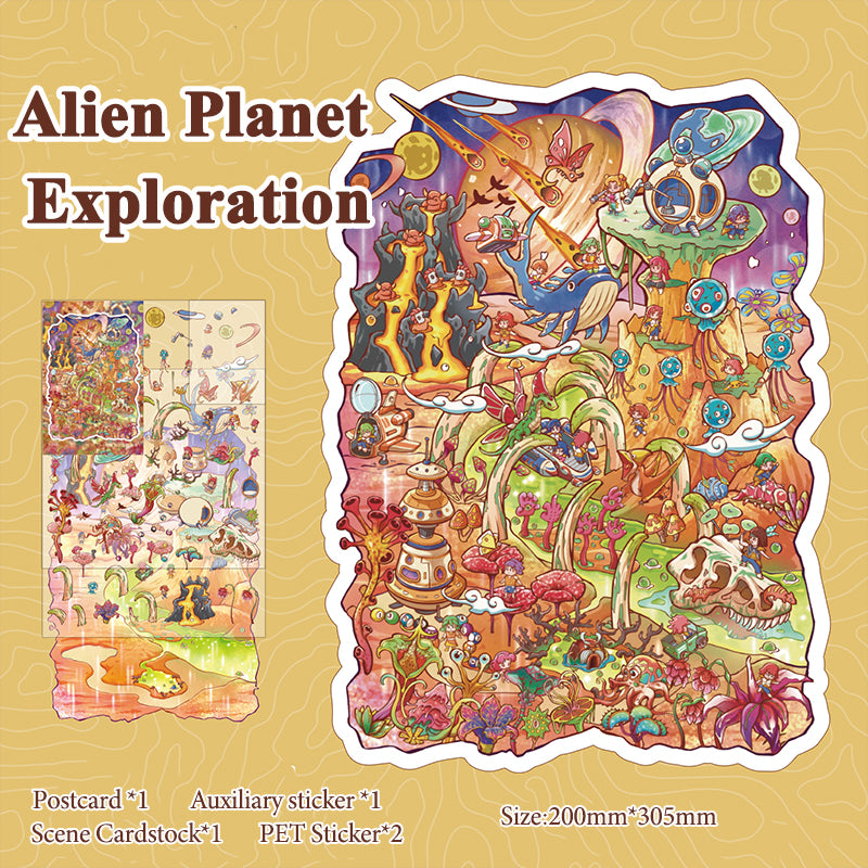 Fantasy Adventure Journey Themed Scene Stickers, DIY Creative Decorative Stickers, Immersive Collage Materials