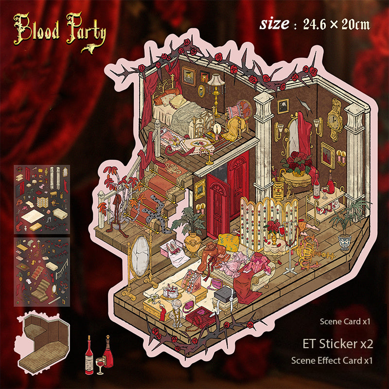 Vintage 3D House Scene Stickers, DIY Miniature Creative Art Fun Collage Stickers for Immersive Home Micro-World Decoration