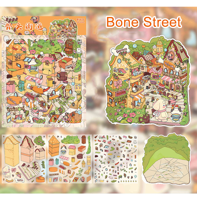 3D Miniature Milk Town Diorama Stickers – Scrapbook, Handmade Stress-Relief Decor Stickers