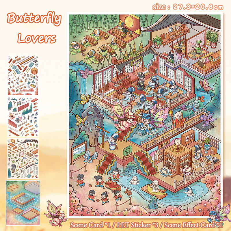 Fantasy &amp; Mystery Miniature Scene Sticker Set: DIY 3D Collage Fun Landscape Decoration Kit