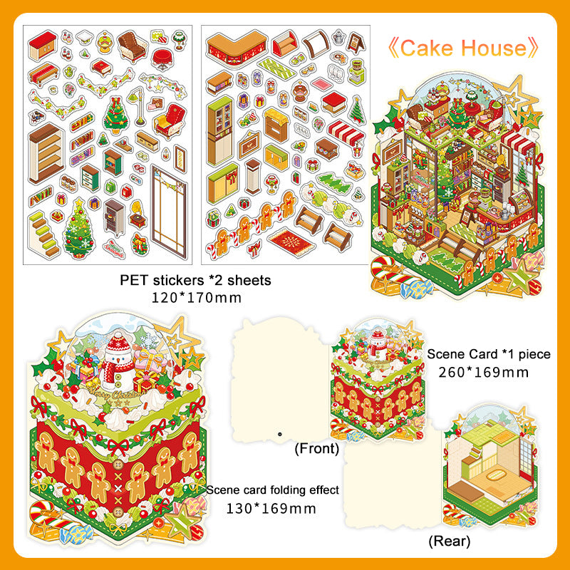 Infeel.Me Miniature 3D Scene Stickers, Christmas-themed Stress-relief Stickers