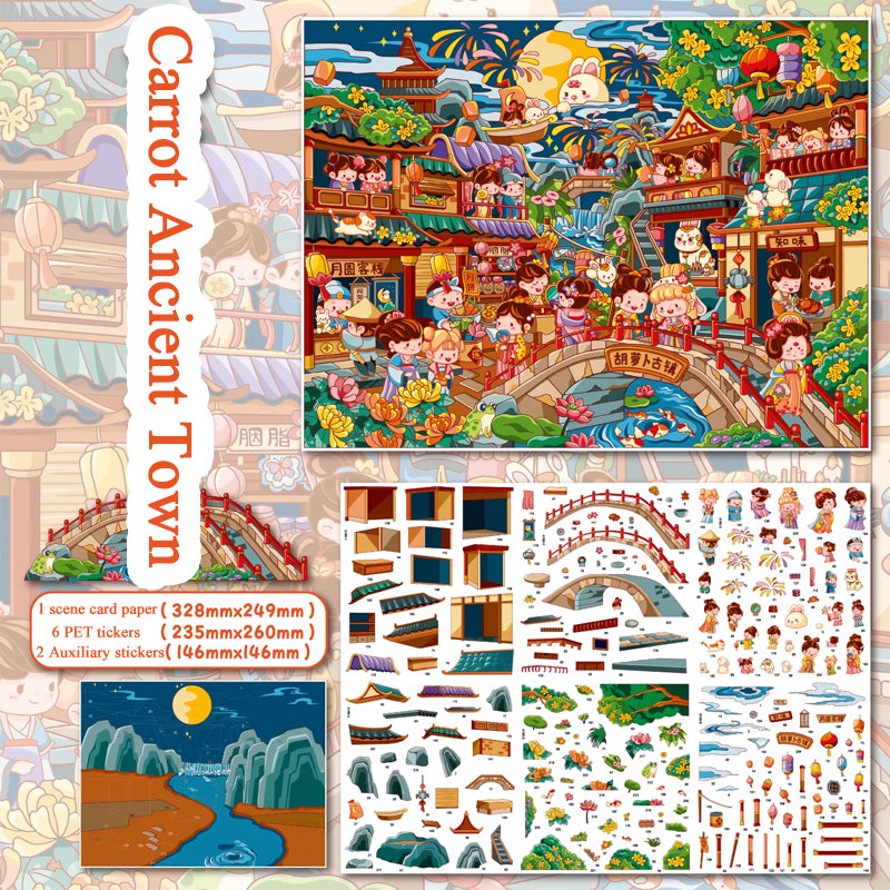 Oversized Stress-Relief Scene Stickers – Immersive DIY 3D Miniature Diorama Fun Collage Stickers