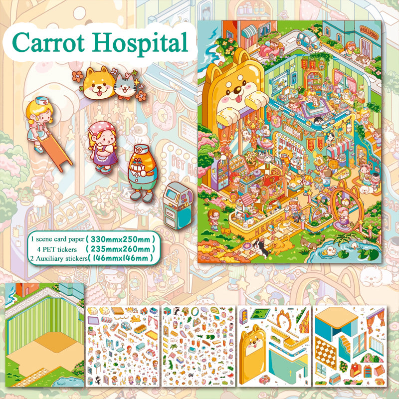 Oversized Stress-Relief Scene Stickers – Immersive DIY 3D Miniature Diorama Fun Collage Stickers