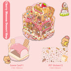 Pegatinas de dioramas de comida callejera, pegatinas de cuentas, pegatinas antiestrés hechas a mano, escenas en miniatura 3D