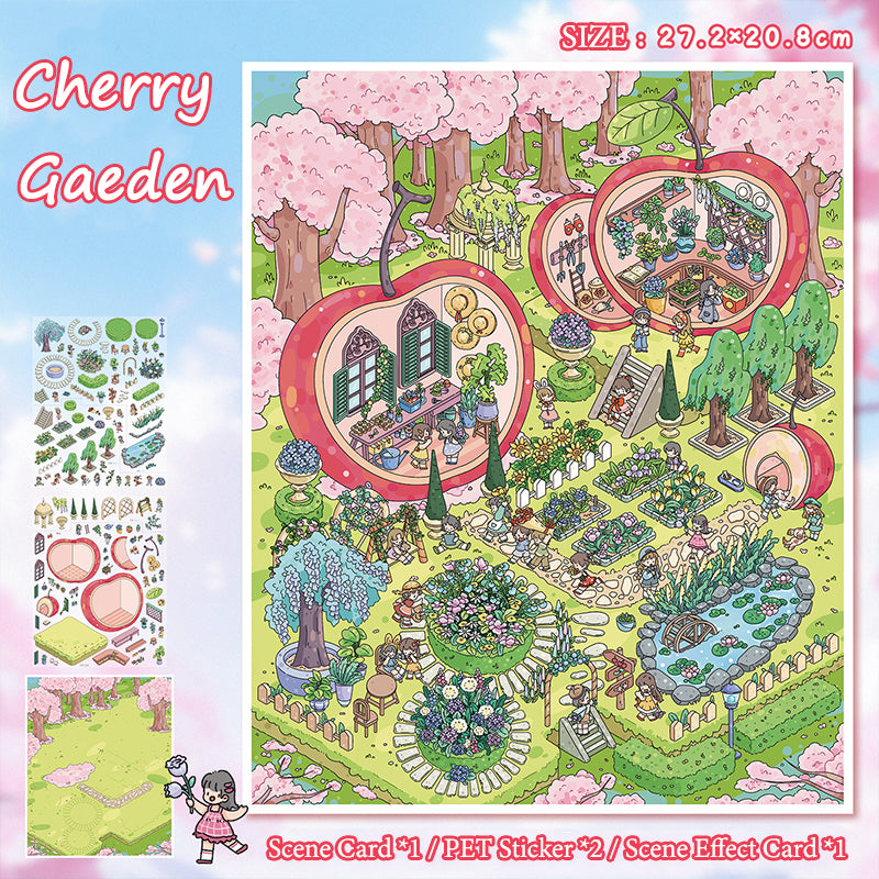 3D Spring-Themed Scene Stickers: Miniature World Hand-Collage Decorations, Fun DIY Stickers