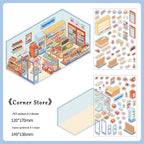 Miniature Scene Corner Shop Theme Sticker Set – 3D Hut Diorama Stickers