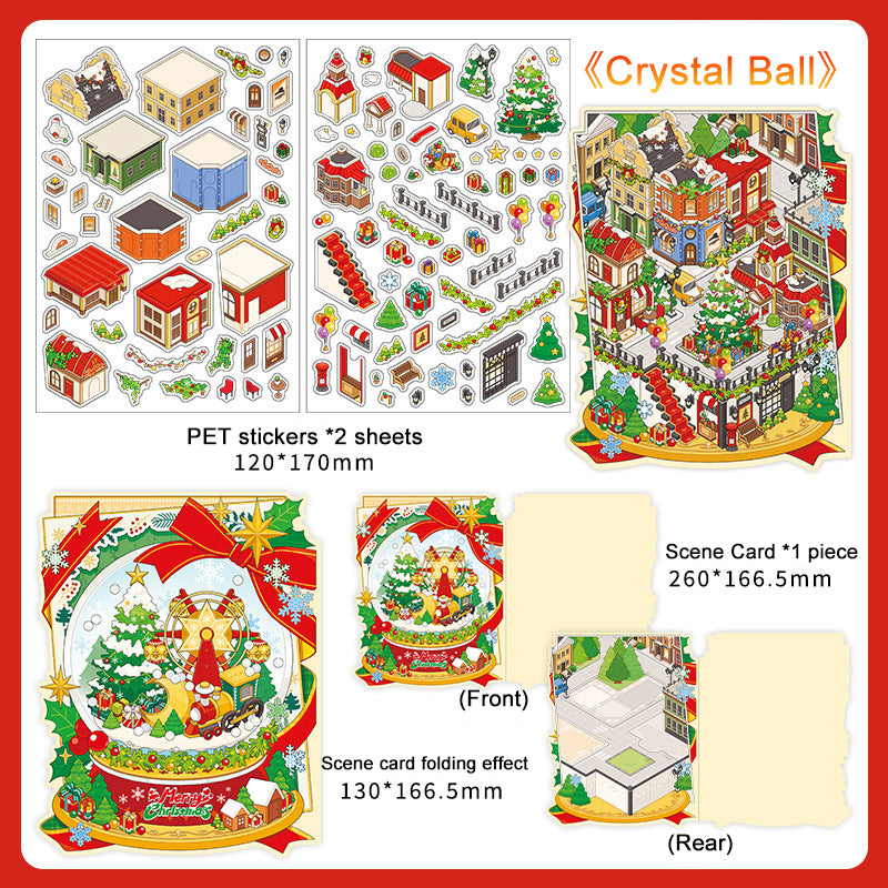 Infeel.Me Miniature 3D Scene Stickers, Christmas-themed Stress-relief Stickers