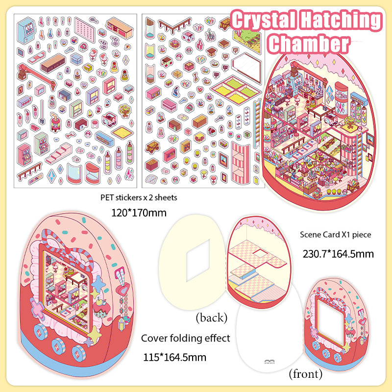 Creative Scrapbook Miniature Scene Sticker Set.DIY Childlike Style Creative Handmade Stickers