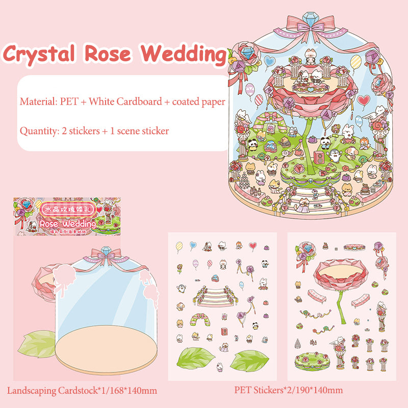 Fairy Tale Wedding Themed Scene-Making Sticker Set, Cute Character Scene Stickers, Creative DIY Materials for Journal Decoration and Collage